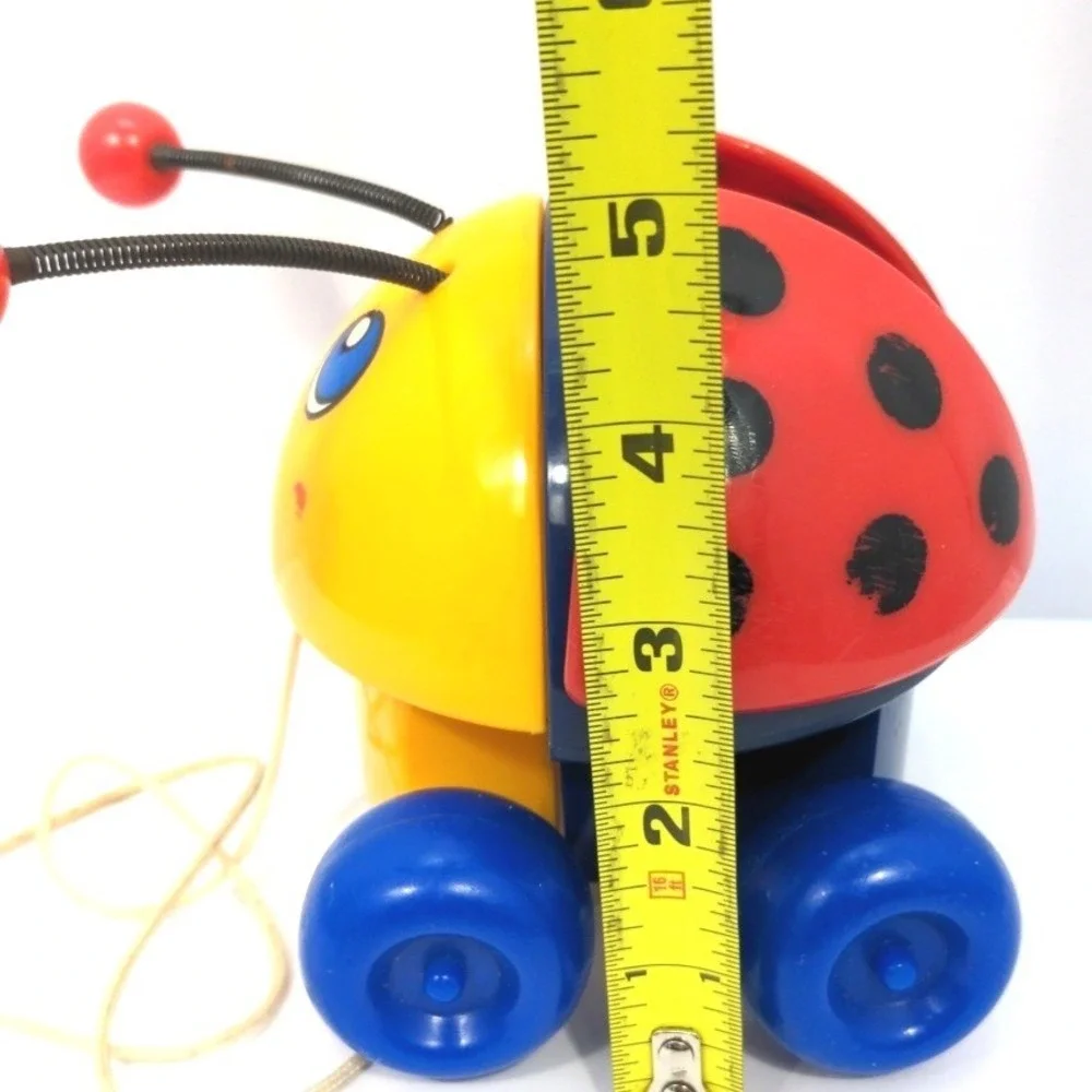 VTG 1992 Fisher-Price Ladybug Pull Toy 5750 Bouncy Antennae Toddler Rolling Toy